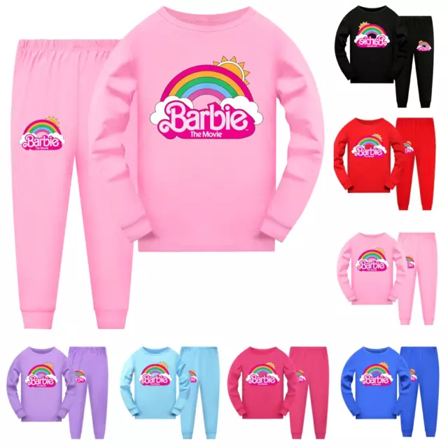 Girls Babie Long Sleeve Tops Pants Outfits Set Kids Clothes Nightwear Pyjamas UK