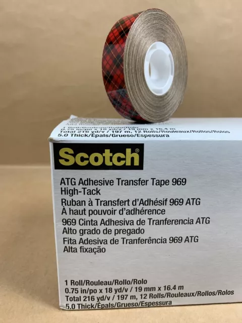 Scotch ATG Adhesive Transfer Tape 969, Clear, 3/4 in x 36 yd, 5 Mil
