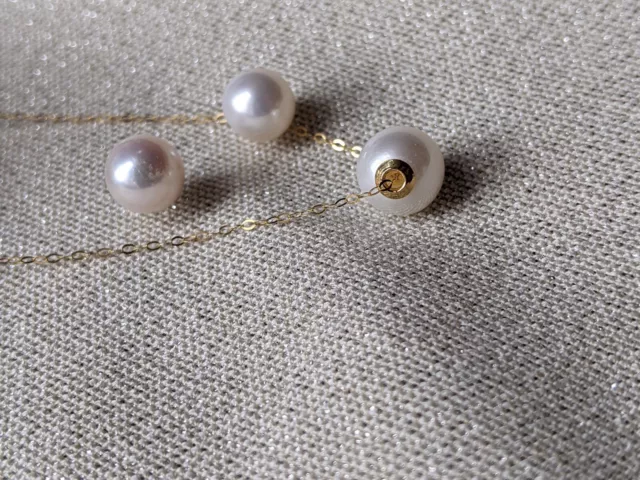 18K Real Gold Set With Natural Freshwater Pearl Necklace & Earrings