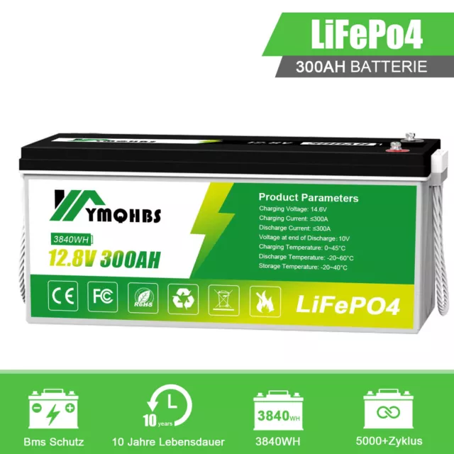 12V 300Ah LiFePO4 Lithium Batterie Akku BMS Solarbatterie Solaranlage Boot RV