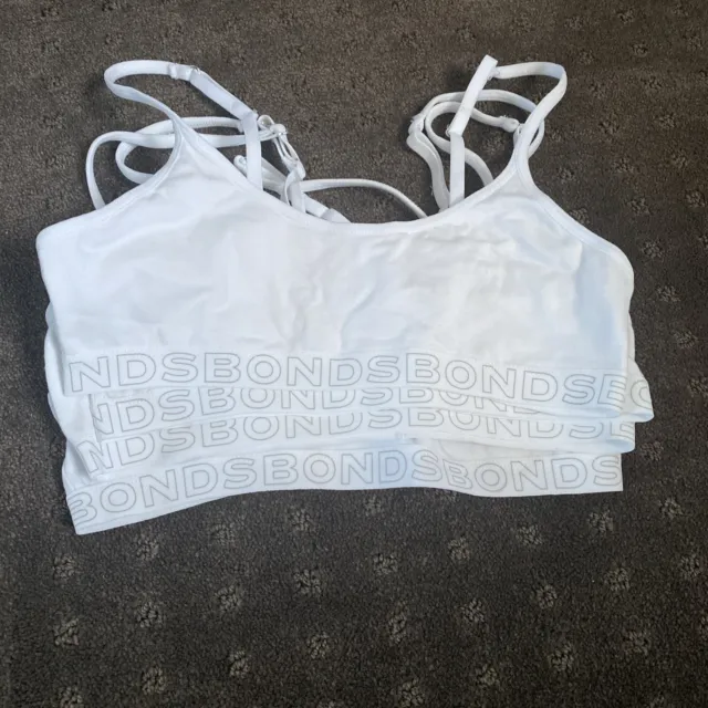 Bonds Girls 4 Pack Crop Top Wirefree Bra Bralette size 10-12 Adjustable White