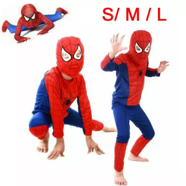 Kids Boys Spiderman Fancy Dress Party Jumpsuit Cosplay Costume Bodysuit 3-7 Age