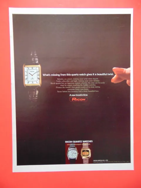 1977 RICOH QUARTZ WATCHES A New Trend in Time photo art print ad