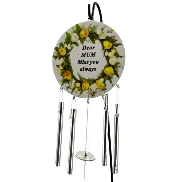 Special Mum Miss You Always Yellow Rose Memorial Wind Chime Graveside Ornament