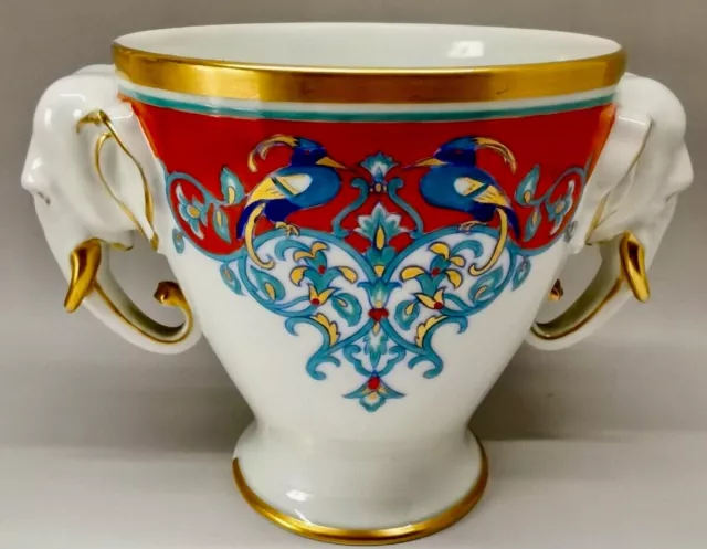 Top Art Deco Fürstenberg Porzellanvase im orientalischen Stil mit Elefantenkopf