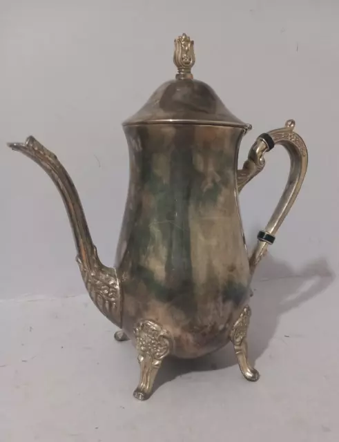 Vintage silver plated coffee pot server victorian table decor ornate feet