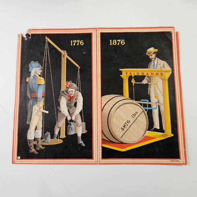 1876 E & T Fairbanks Scales St Johnsbury VT Fold Open Trade Card 2.00