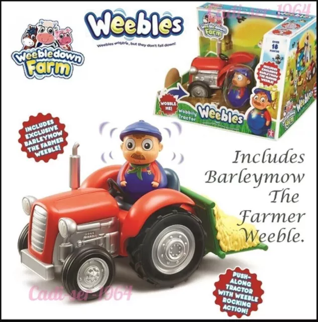 Weebles Weebledown Farm Toy Tractor Wobbily Tractor & Barleymow The Farmer NEW