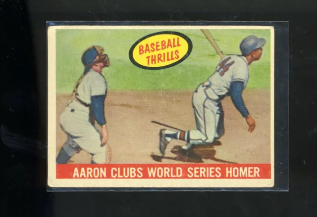 1959 Topps Baseball #467 Hank Aaron Clubs World Series Homer