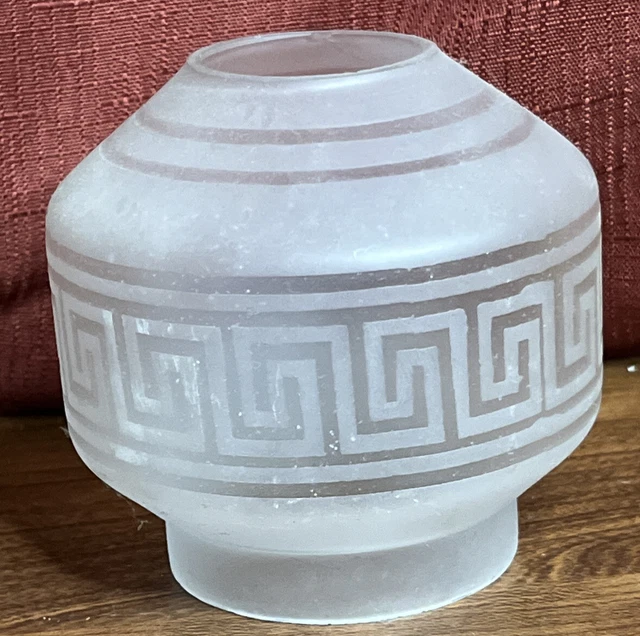 antique frosted greek key 2 1/4" fitter lamp Light Mini Vintage Shade
