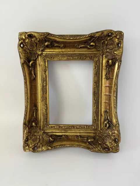 Vintage Ornate Baroque Rococo Style Gold Gilt Picture Frame Inner 7” X 5” 2
