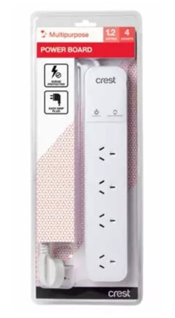 Crest 4 Socket Surge Protection Board - White