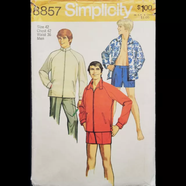 Vintage Simplicity Men's Jacket & Swim Shorts Pattern #8857 Size 42 CUT