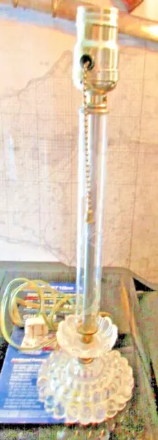 STRIKING Vtg Crystal/Glass Table Boudoir Lamp   12" INCISED DECORATED