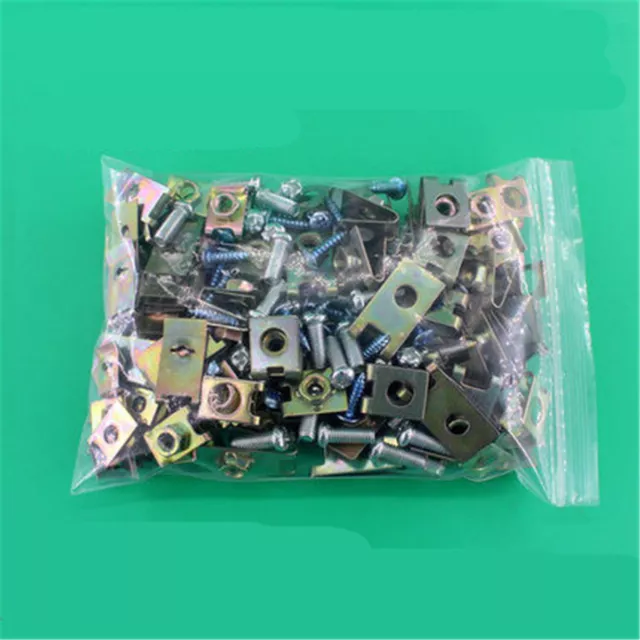 100Pcs Car Door Panel Fender Fastener Fixed Screw U Type Gasket Moulding Trim