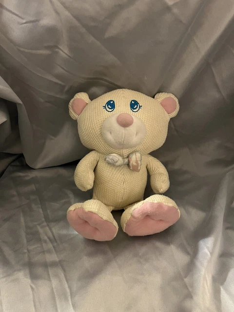 Fisher Price Cozies Bear Plush Cream Beige Yellow Waffle Thermal 1994 Baby 1226