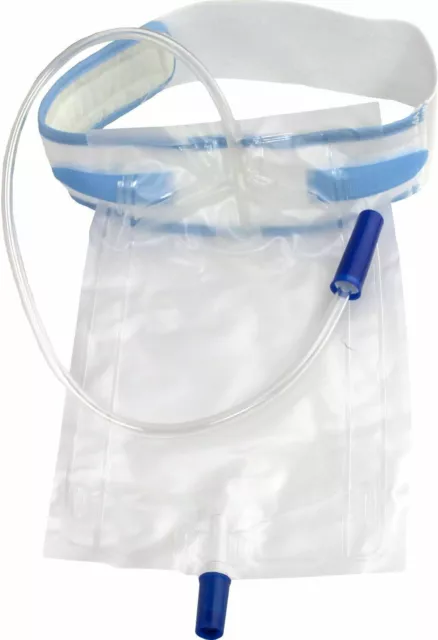 Urinbeutel 500 ml mit Ventil und Ablasshahn 10 Stück + Safeline Beinhalter 60 cm