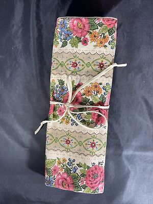 Vintage Folding Flowered Toiletry Cosmetic Travel Hanging Bag 4 zip compartment