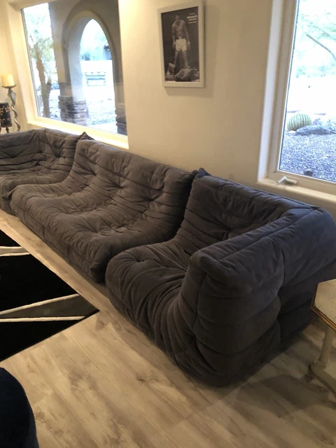 Ligne Roset TOGO 3-PIECE Sectional Sofa Designer MICHEL DUCAROY Grey Alcantra Ligne Roset TOGO 3-PIECE Sectional Sofa Designer MICHEL DUCAROY Grey Alcantra