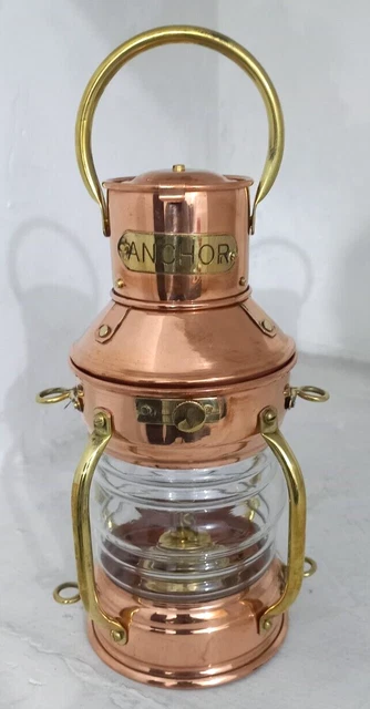 Kupfer & Messing Lampe Anker Nautische Messing Maritime Schiffslaterne...