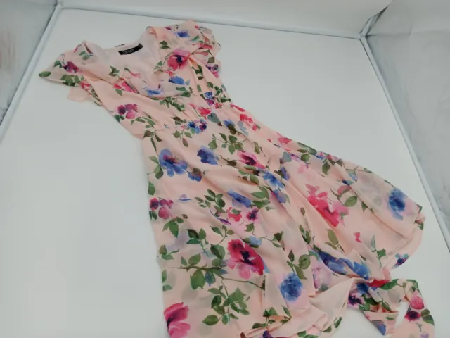 Ralph Lauren Pink Floral 'Jatrissa' Ruffle Tiered Dress Size 2 Size UK 8 SAMPLE