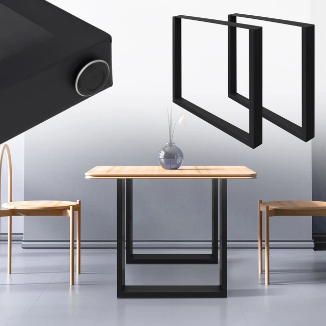 Pieds de Table en Métal - Rectangle - Noir - 60x72cm - Maison