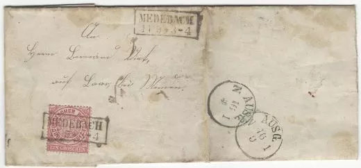 Nordd. Bund 1869 MiNr 16 Brief mit vollem Inhalt Lüdinghausen am 11.September 70