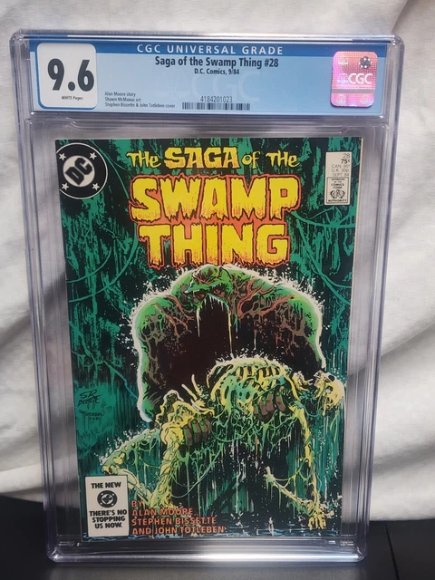 🔑🔥🔥🔥 Saga Of The Swamp Thing #28 9.6 Cgc White Pages Moore Story 201023