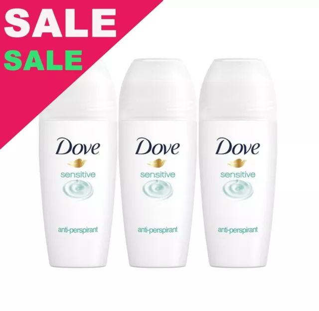 Dove Sensitive Fragrance Free Antiperspirant Roll-On For Women 3 pcs