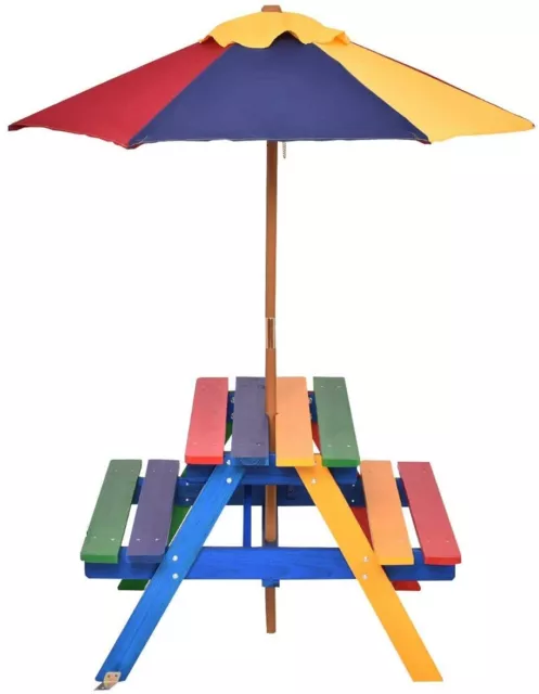 Juego de Mesa y Banco con Sombrilla para Niños Asiento de Camping para Exterior