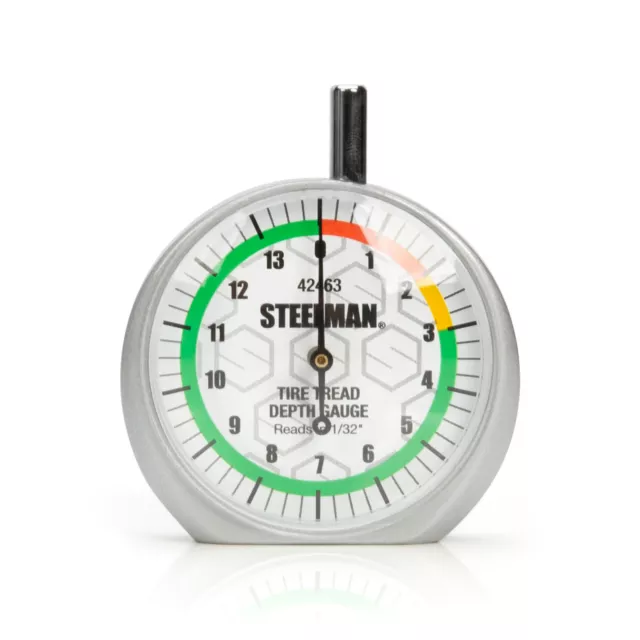 Steelman Metal Casing Dial-Type Color-Coded Tread Depth Gauge 42463 2
