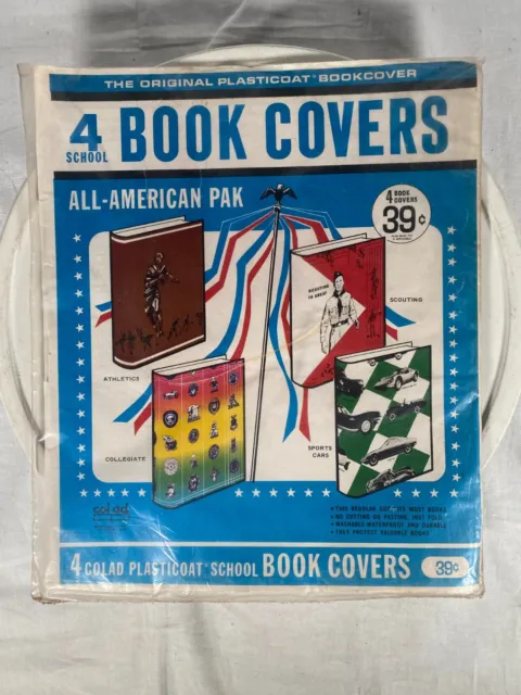 Vintage Colad All american 1964 Plasticoat School Book Covers cars college