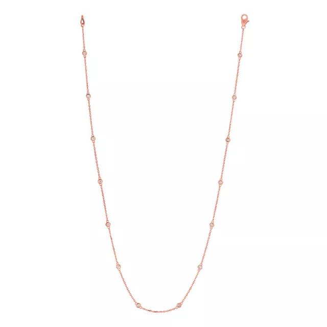 0.33 Carat Diamond by the Yard Necklace G SI 14K Rose Gold 14 stones 18 inches