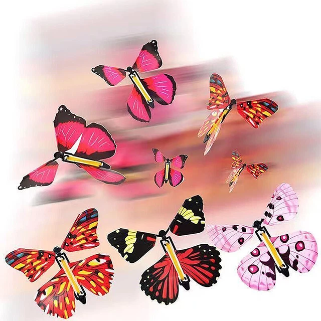 10Pcs Magic Flying Butterflies Wind Up Toy In The Sky Bookmark Greeting Cards J2