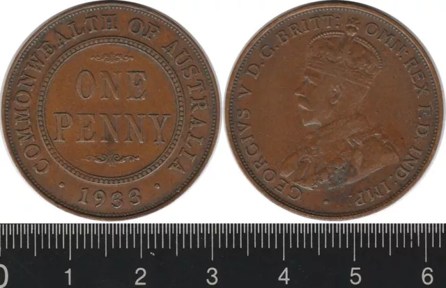 Australia: 1933/2 One Penny KGV overdate  1d, full centre diamond VF Cat $140
