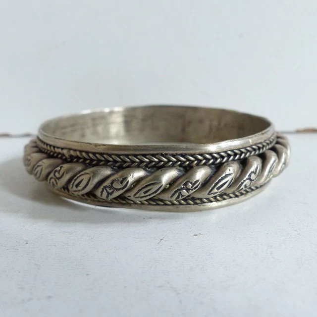 BEAU BRACELET ANCIEN en ARGENT MASSIF BERBERE KABYLE BIJOUX ETHNIQUE 80