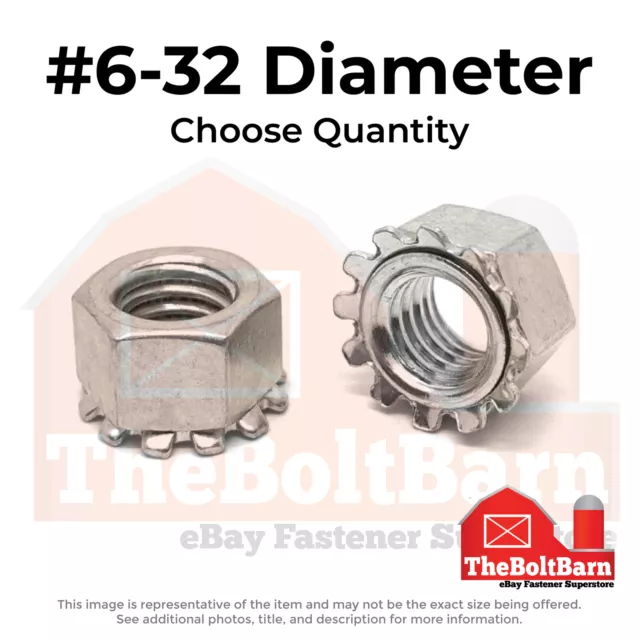 #6-32 Stainless Steel K Lock Keps Nuts (Choose Qty)