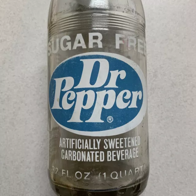 Dr Pepper Sugar Free 32 FL OZ Bottle Empty with Cap 2