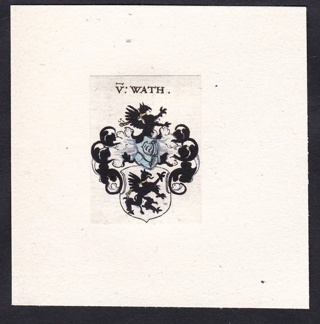 Wath Escudo Abrigo De Arms Heráldica Grabado 17. Jh
