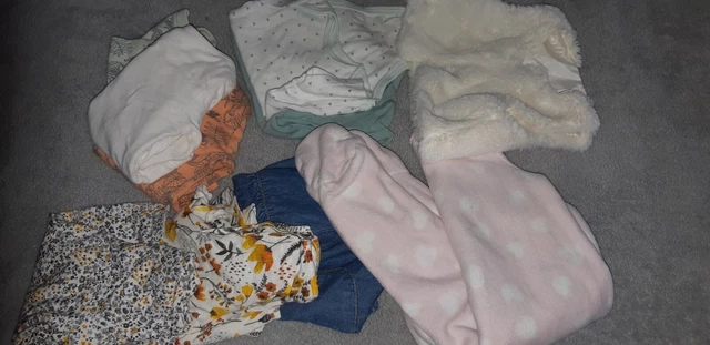 Girls clothes bundle 3-6 months; Cream Faux fur gilet Disney Next Kyle/Deena VGC