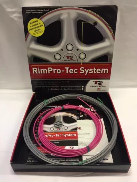 PROTEZIONE CERCHIO RUOTA (RIM-PRO TEC) 4x Argento Esterno con 4x Interno Rosa 14"-22"