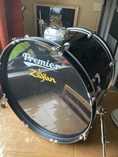 VINTAGE PREMIER OLYMPIC 23 x 19 Bass Drum. Black. Chrome. Looks