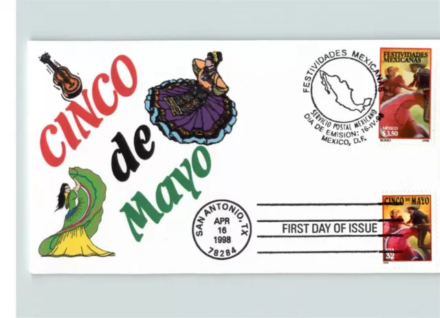 JOINT ISSUE, CINCO de MAYO, Mexico and United States, both stamps and cancels, F