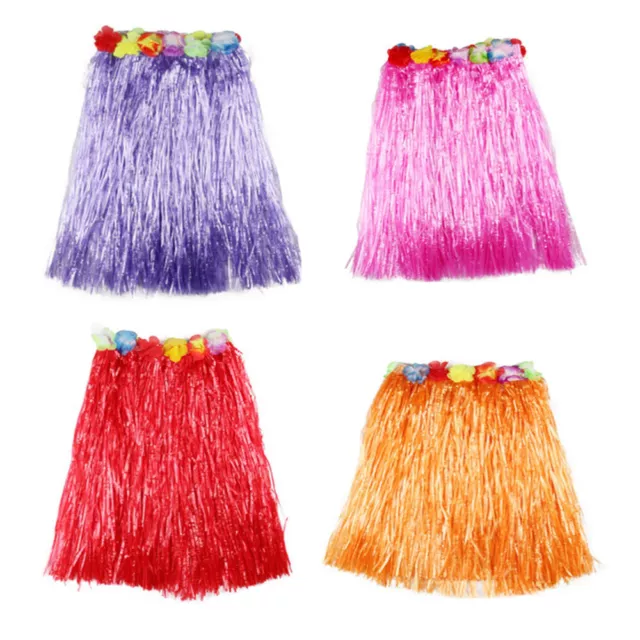 4Pcs 40cm Kids Hawaiian Grass Dance Skirt for Beach Luau Party Decoration