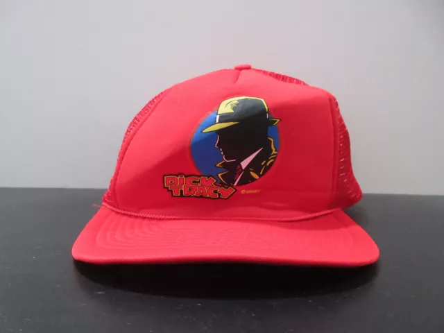 VINTAGE Dick Tracy Hat Cap Snap Back Red Trucker Walt Disney World Movie Mens