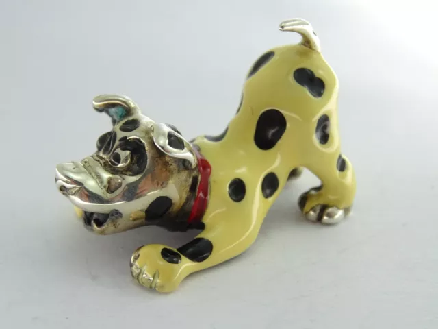 Vintage Hallmarked Sterling Silver Enamel Novelty Dalmatian Minatare Dog Figure