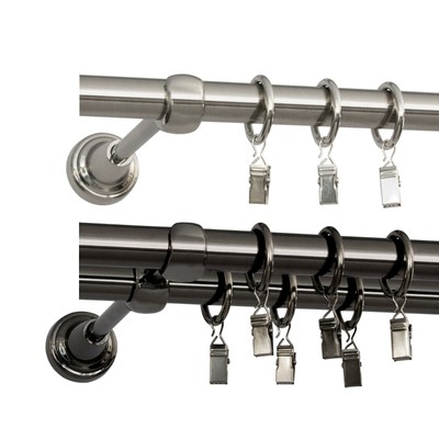Modern Gardinenstange Vorhangstange 19mm 1-läufig/2-läufig Edelstahl Design TOP! 
