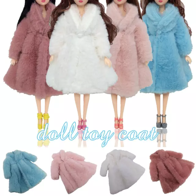 Princess Fur Coat Dress Accessories Clothes for Dolls Kids Toys 2023 UK