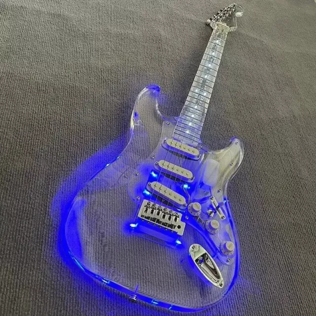 Acrylic Electric Guitar, LED Light, Metal Color Professional Quality Assurance