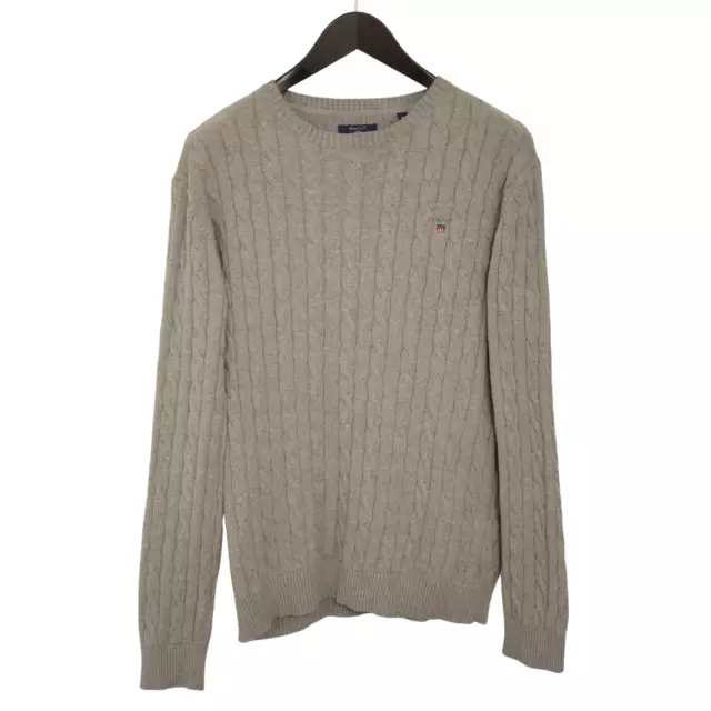 Uomo GANT Maglione Cotone Premium Grigio Cavo Maglia Girocollo Taglia XL XOB934